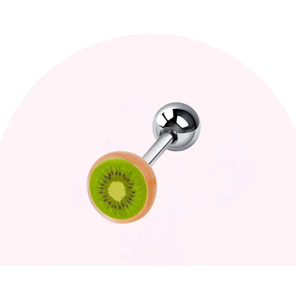 5Pcs Fruit Tongue Stud Piercing Jewelry 316L Stainless Steel Candy Color Sweet Tongue Ring Tongue Decoration Wholesale Good Vibrations