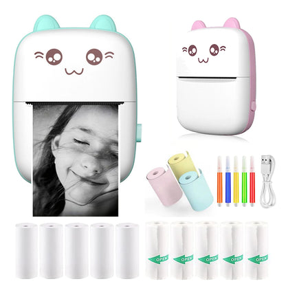 Mini HD Portable Label Thermal Printer Endurance Bluetooth Printer for Student Error Title Note Wrong Pocket Inkless Printing Good Vibrations