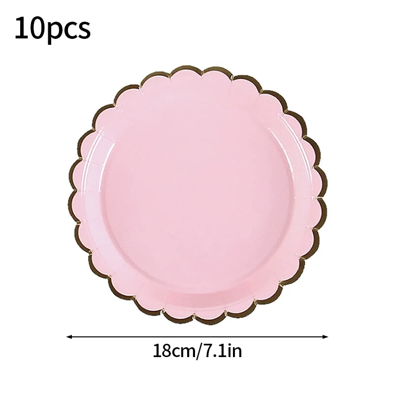24pcs 7/9inch Pink Daisy Theme Disposable Tableware Flower Plate Napkin Straws Banner Birthday Party Baby Shower Wedding Decor Good Vibrations