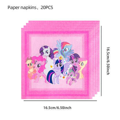 My Little Pony themed children's birthday party supplies, girls' first birthday tablecloth, tableware, paper cups, flag-raising Good Vibrations