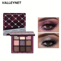 9-Color Purple Eyeshadow Palette - Matte, Shimmery, Waterproof, Sweat-Proof, Long-Lasting Eyeshadow,Suitable for Music Festivals Good Vibrations