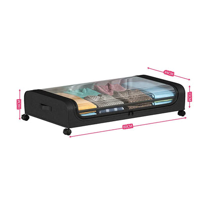 Under Bed Storage Organizer - Underbed Bins With Wheels And Lid For Clothes Bedding Shoes Blankets Books Toys Home Organization Good Vibrations