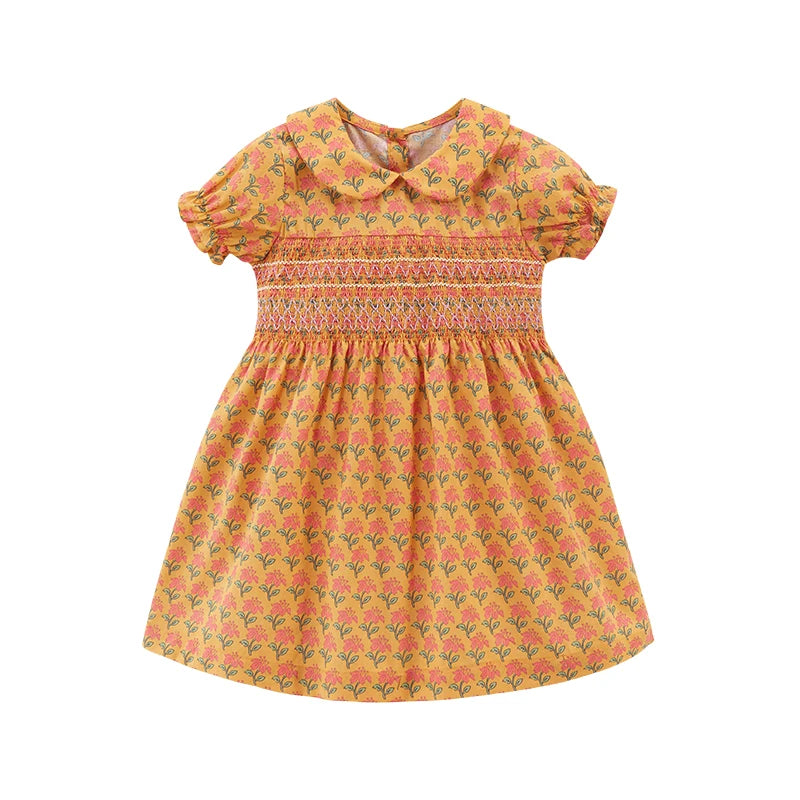 Little maven Baby Girls Summer Casual Clothes Little Genius Pretty Cartoon Dress Kids Soft and Comfort Wear Children's Clothing Good Vibrations