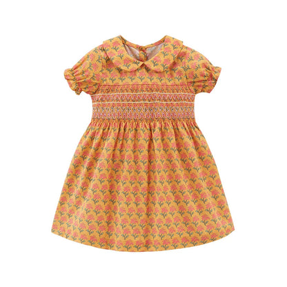 Little maven Baby Girls Summer Casual Clothes Little Genius Pretty Cartoon Dress Kids Soft and Comfort Wear Children's Clothing Good Vibrations