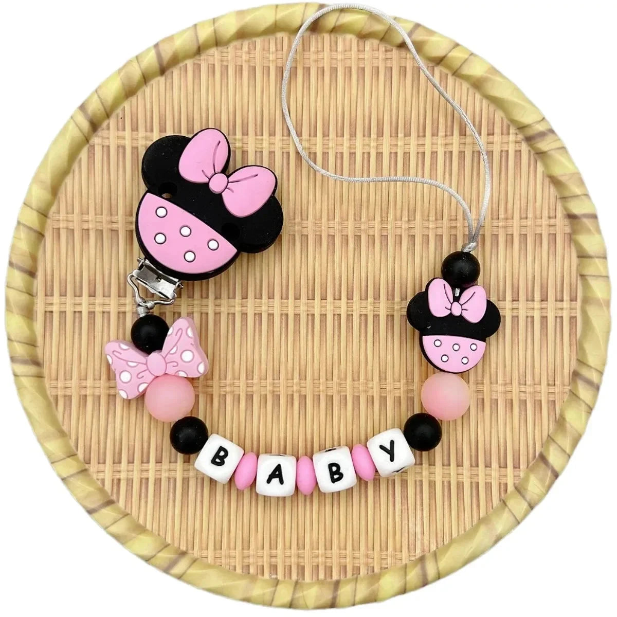 Customized Letters Name Baby Cartoon Silicone Luminous Beads Pendant Pacifier Clips Chains Holder Teether Baby Kawaii Toy Gifts Good Vibrations