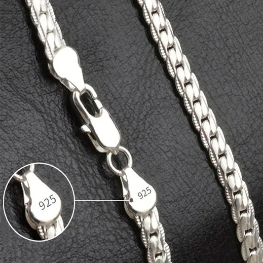 Fine Top Brand Silver Color 6mm Chain Necklace for Woman Men 16-24inch Fashion Wedding Party Jewelry Gift Dropshipping Good Vibrations