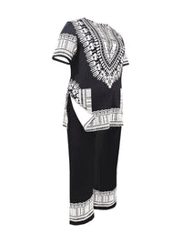 Plus - Size Dope Ethnic - Style Set! Black & Gold Print, Slays & Comfy Good Vibrations