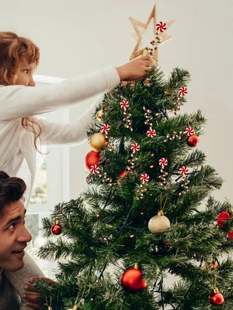 Christmas Candy Cane Decorations Christmas Tree Decoration Red White Lollipop Decoration Curved Candy Christmas Tree Stems Decor Good Vibrations