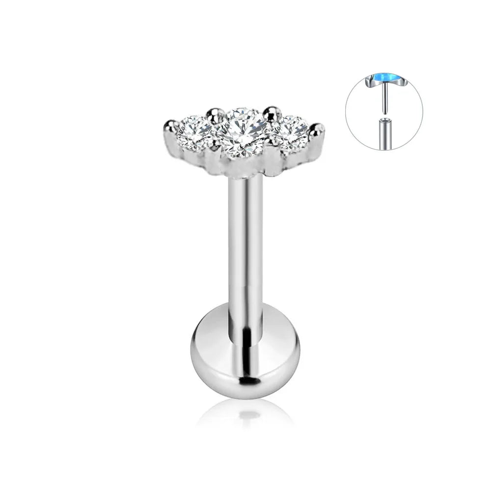 ASTM F136 G23 Titanium Flower Petals Star Heart Butterfly Threadless Piercing Pin Push in Labret Daith Conch Earring 16G 18G 20G Good Vibrations