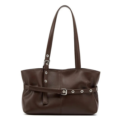Women Shoulder Bag, Lazy Style New Versatile Large Capacity Fashion Single Shoulder Bag with Belt Decor for Commuter Good Vibrations