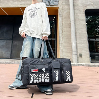 1pcs  Large Duffle Bag with Shoes Compartment Foldable Travel Duffel for Men & Women Packable Water-Resistant Travel Bag Good Vibrations