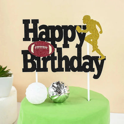 Football Birthday Cake Toppers Soccer Field Players Doll Cupcake Topper For Kids Birthday Sport Party Cake Decor DIY Baking Tool Good Vibrations