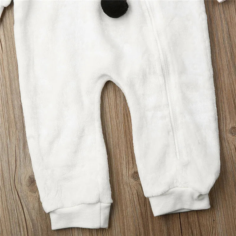 0-36months Infant White Fleece Jumpsuit Long Sleeve Zipper Open Front Hooded Romper For Boys And Girls Autumn Winter Playsuit Good Vibrations