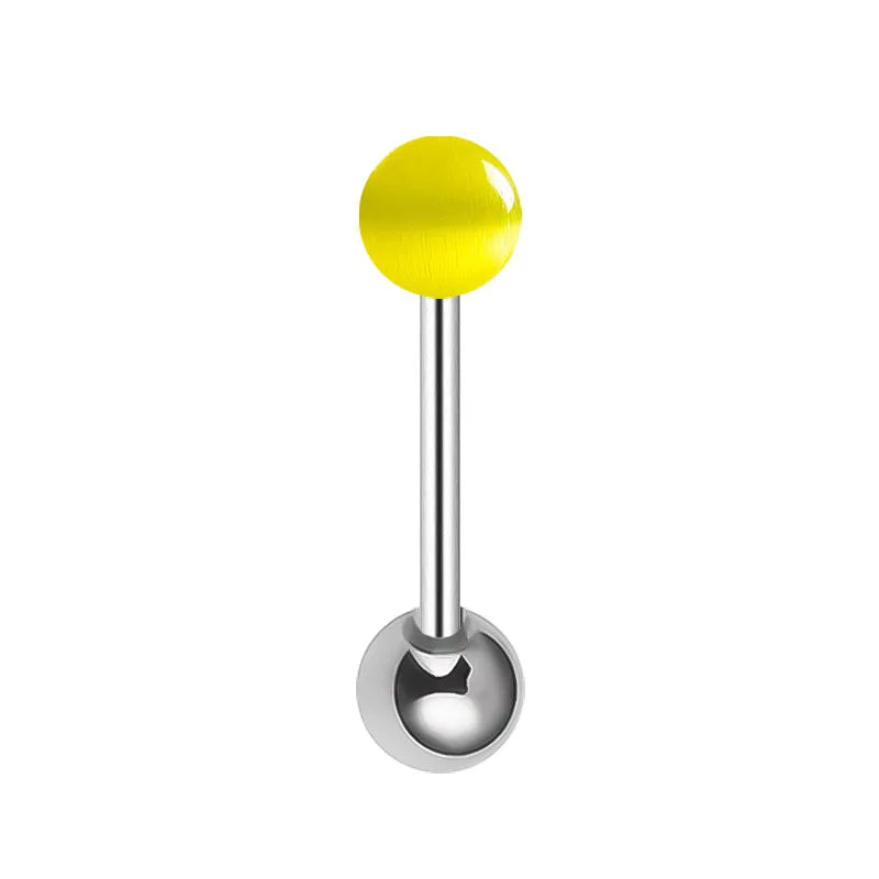 Surgical Steel Tongue Rings for Women Charming Opal Stone Tongue Barbells Piercing Body Jewelry 14g Good Vibrations