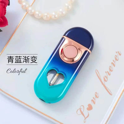 Metal Love Double Flame Butane Gas Lighter Creative LED Blue Light Transparent Gas Window Grinding Wheel Ignition Cigar Lighters Good Vibrations Adult Super Store