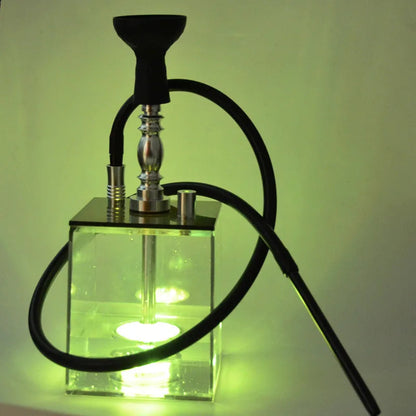 Acrylic smoking hookah with LED light in a portable design.