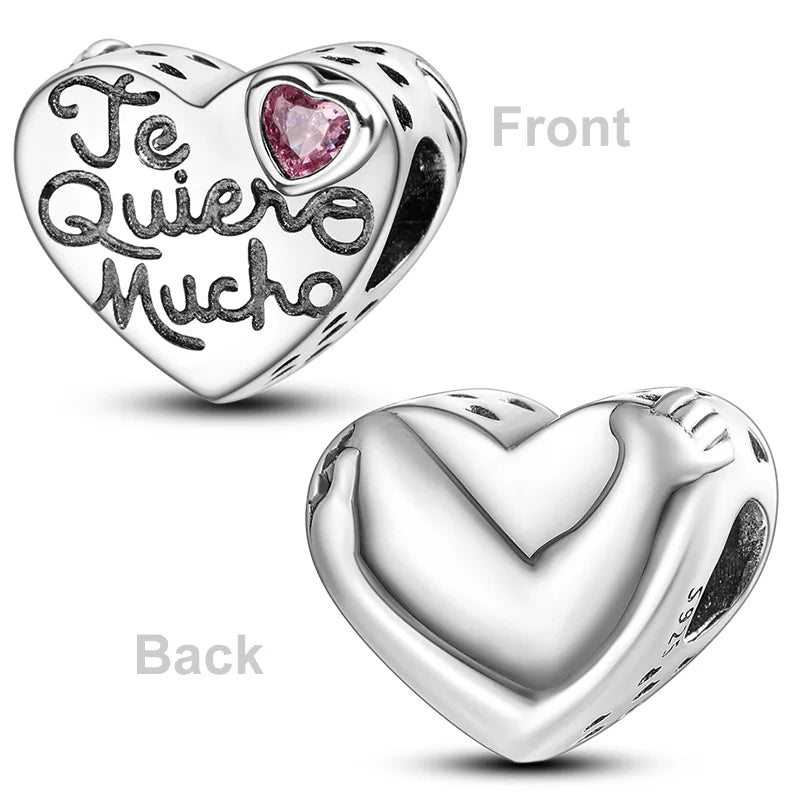 Heart Shape 925 Sterling Silver Family Lover Affection Pendant Charm Beads Fit Original Bangle Bracelet DIY Jewelry For Women Good Vibrations