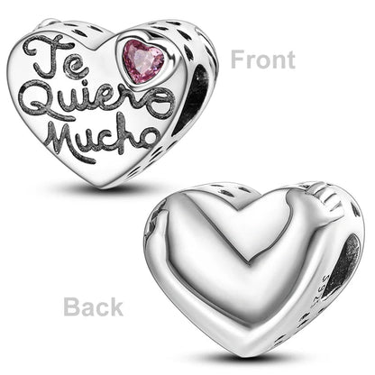 Heart Shape 925 Sterling Silver Family Lover Affection Pendant Charm Beads Fit Original Bangle Bracelet DIY Jewelry For Women Good Vibrations
