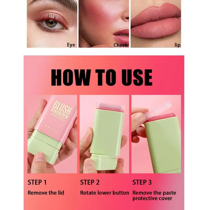 Makeup Blush Stick Waterproof Multi-purpose Facial Nourishing Blush Stick  Cheek Natural Blusher Cute Korean Makeup for Women Good Vibrations