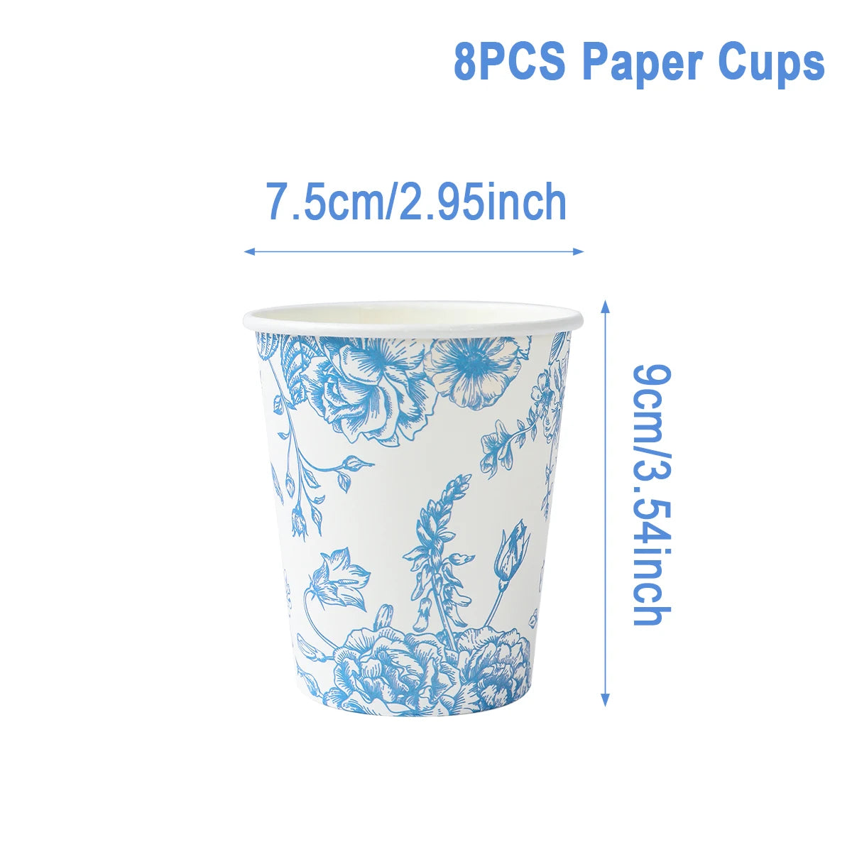 Blue Floral Disposable Tableware Paper Plate Birthday Party Decor Kids Boy Wedding Birthday Party Supplies Favors Baby Shower Good Vibrations