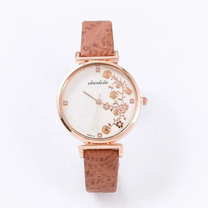 Fashion Butterfly Women Watches 2025 Simple Brown Quartz Watch Vintage Leather Ladies Wristwatches Clock часы женские наручные Good Vibrations
