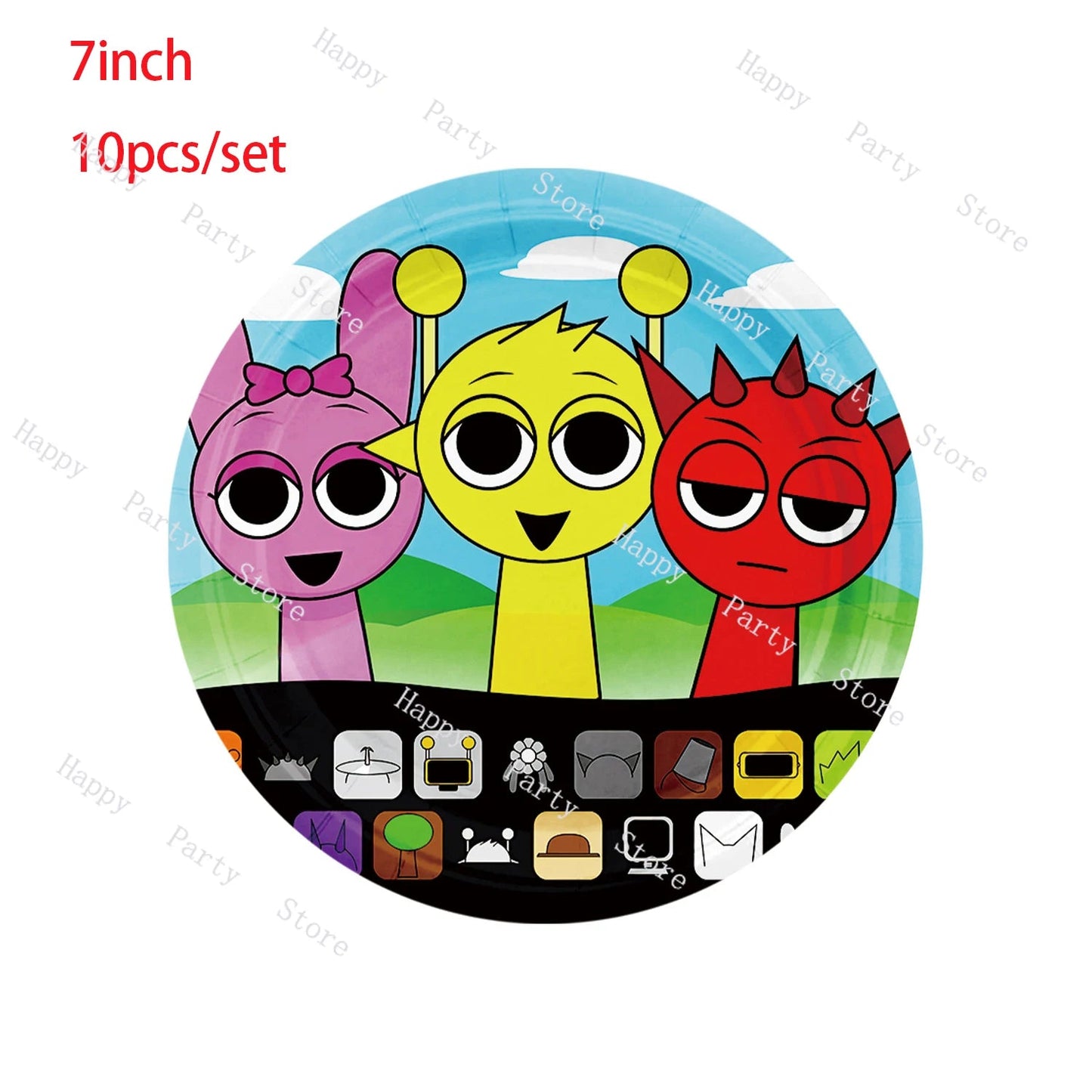 Incredibox Sprunki Birthday Party Decoration Sprunki Balloon Backdrop Cake Topper Split Sales Sprunki Birthday Party Supplies Good Vibrations