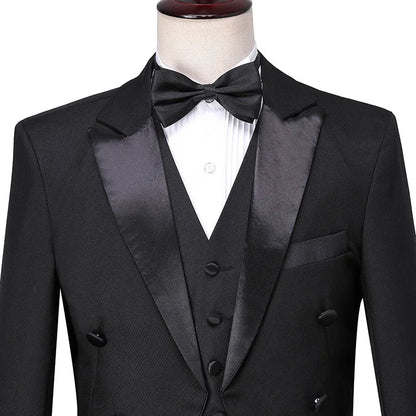Mens Tuxedo Tailcoat Formal Dress Suits Swallow Tail Coat Navy Blue Male Jacket and Pants Party Wedding Dance Magic Performance Good Vibrations