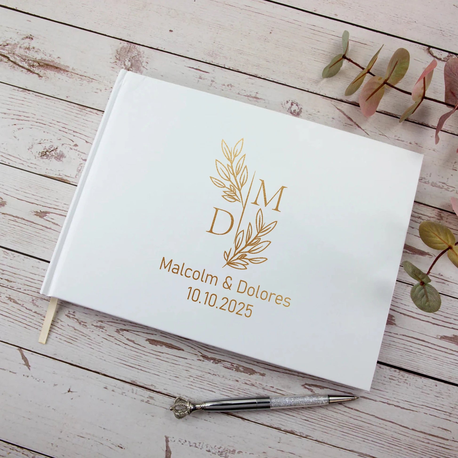 Personalized Guest Book for Wedding Noble Message Photo Album Simple Elegant Horizontal Wedding Reception Signing Book Good Vibrations