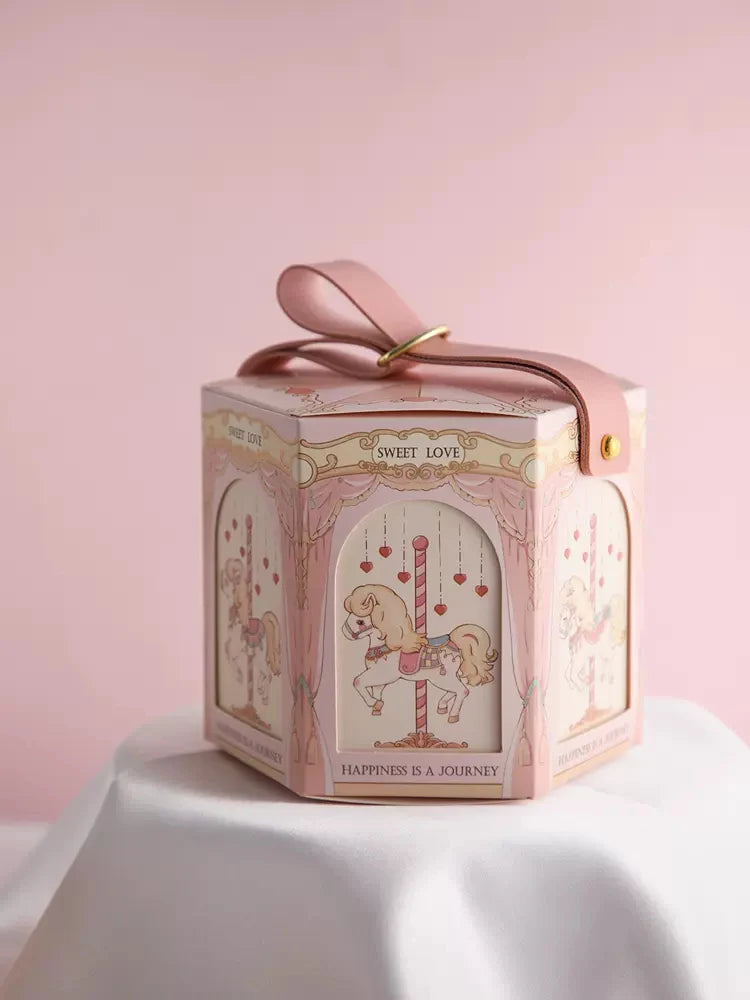 Gift Distribution Box,Carousel Horses,Candy Box Packaging for Baby Shower,Wedding, Birthday,Happy Circus Theme Party Decoration Good Vibrations