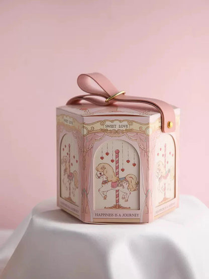 Gift Distribution Box,Carousel Horses,Candy Box Packaging for Baby Shower,Wedding, Birthday,Happy Circus Theme Party Decoration Good Vibrations