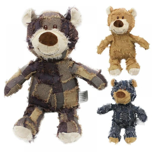 Pet Teddy Bear Soundmaking Toy Plush Interactive Dog Toys Grinding Cleaning Teeth Anti Bite Abreact Plaything Bear Pets Supplies Good Vibrations