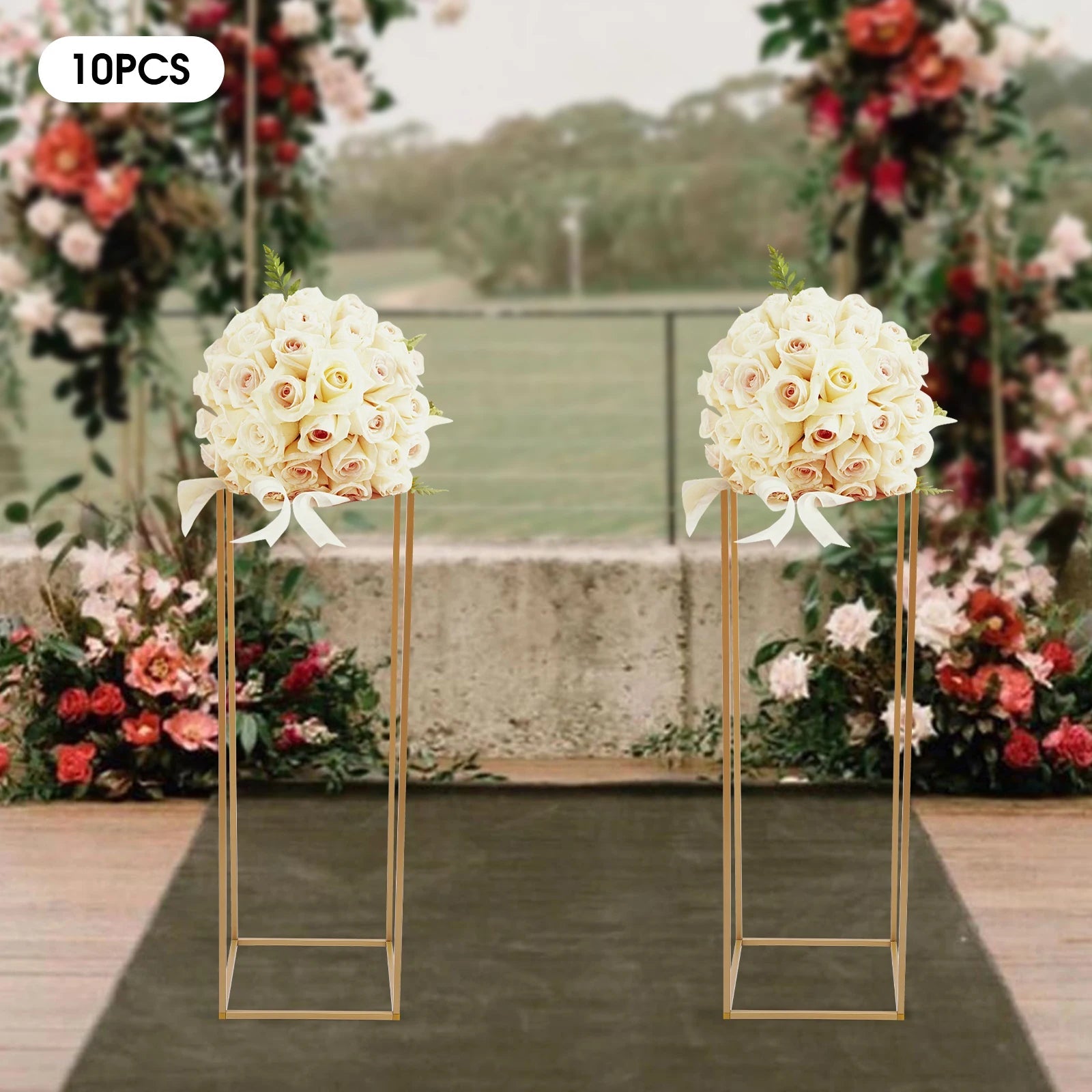 10Pcs 80cm Geometric Metal Stands Flower Vase Holders Wedding Party Centerpiece Good Vibrations