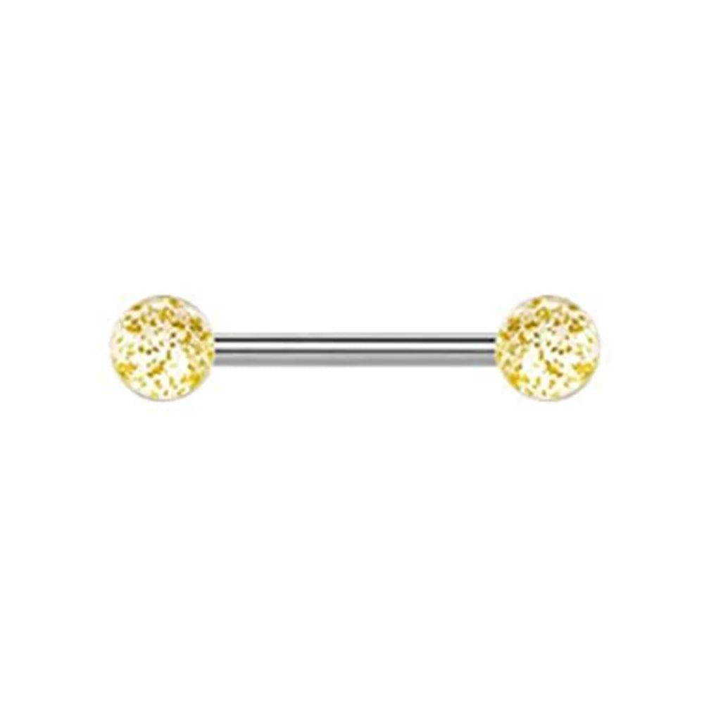 1PCS/4PCS Stainless Steel 14G Tongue Rings Barbell Glow Tongue Barbell Jewelry for Women piercing Tongue Piercing Yellow Good Vibrations