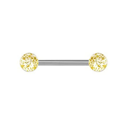 1PCS/4PCS Stainless Steel 14G Tongue Rings Barbell Glow Tongue Barbell Jewelry for Women piercing Tongue Piercing Yellow Good Vibrations