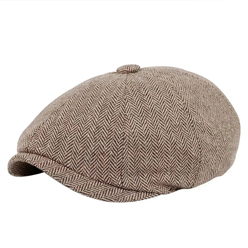 Hat Men Beret Cabbie Driving Hunting Caps Vintage Tweed Blinders Berets Flat Peaked Cap Street Hats for Men Women Good Vibrations