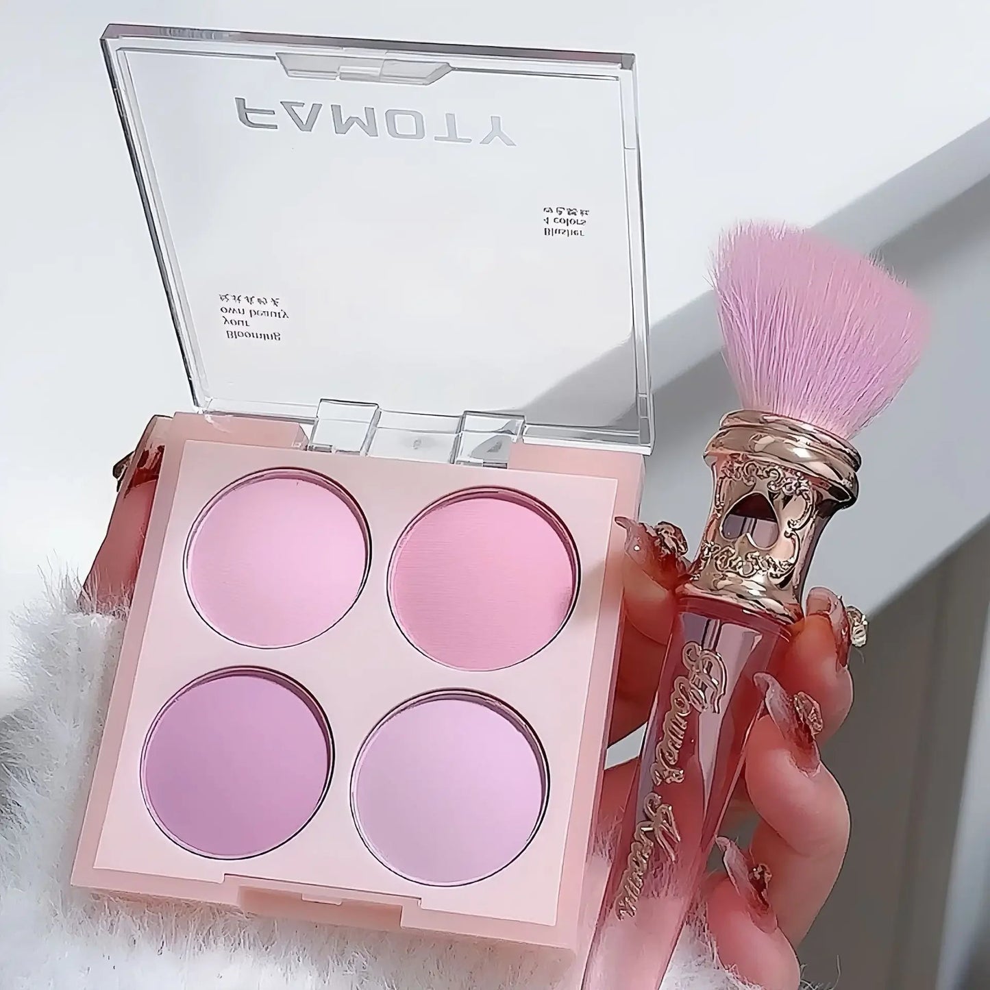 4 Colors Blush Palette Low Saturated Powder Compact Soft Color Gradient Matte Vibrant Color Light Pink Purple Blush For Girls Good Vibrations