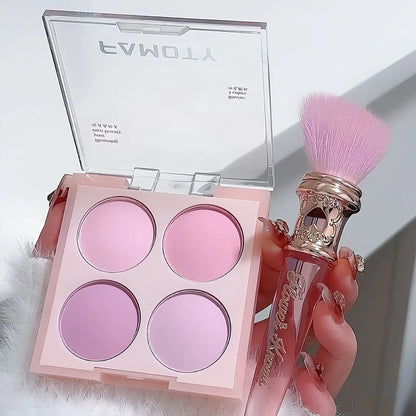 4 Colors Blush Palette Low Saturated Powder Compact Soft Color Gradient Matte Vibrant Color Light Pink Purple Blush For Girls Good Vibrations