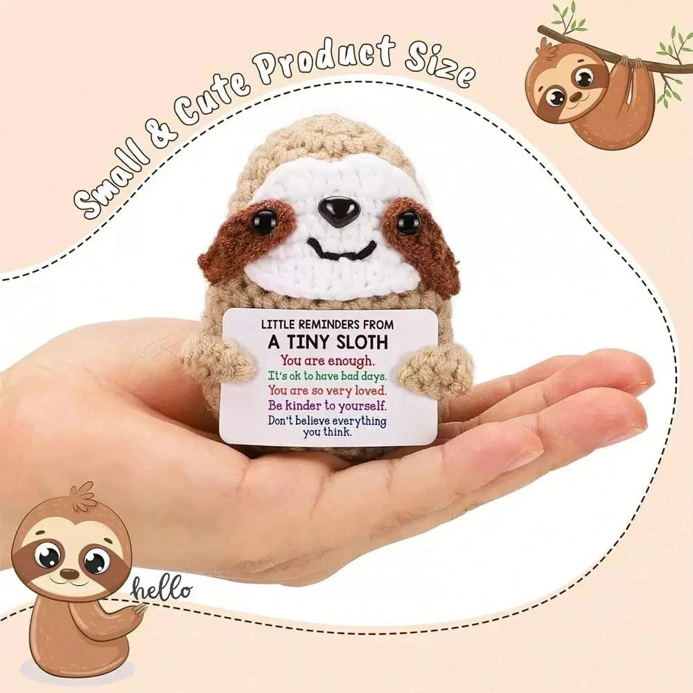 Inspirational Birthday Gifts for Women, Small Reminders of Emotional Positivity and Support, Shark, Penguin, Duck, Fun and Cute Knitted Sloth, Suitable for Her, Him, College Friends, Colleagues, Christmas Stocking Stuffers Good Vibrations