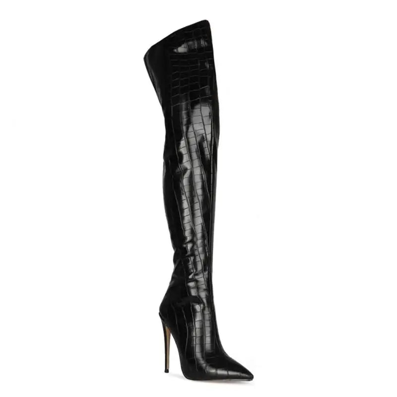 2025 New Women Over The Knee Boots Sexy Ladies Party High Heels Shoes Pointed Toe Stiletto Women Long Botas Femininas Good Vibrations