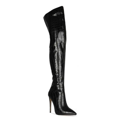 2025 New Women Over The Knee Boots Sexy Ladies Party High Heels Shoes Pointed Toe Stiletto Women Long Botas Femininas Good Vibrations
