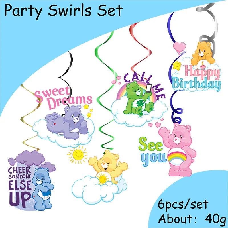 Care Bear Party Supplies Disposable Plate  Napkin Tablecloth Cake Topper Gifts Bag Kids for Birthday Party Decorations Set Gifts Good Vibrations