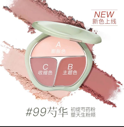 TIMAGE 3 Color Blush Palette Plump Cheeks Natural Contour with Pink Purple Apricot Shades Makeup 13g Good Vibrations