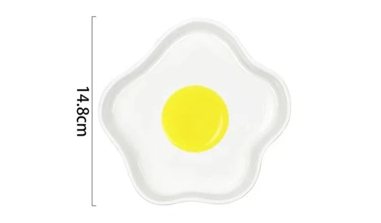 Novelty Ceramic Plate Lovely Fried Egg Shape Afternoon Tea Dessert Saucer Breakfast Salad Fruit Tray Creative Tableware Dishes Good Vibrations