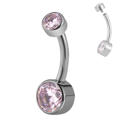 Right Grand ASTM F136 Titanium Belly Button Rings 10mm 12mm with Round CZ Internally Threaded Navel Rings Belly Bars Good Vibrations