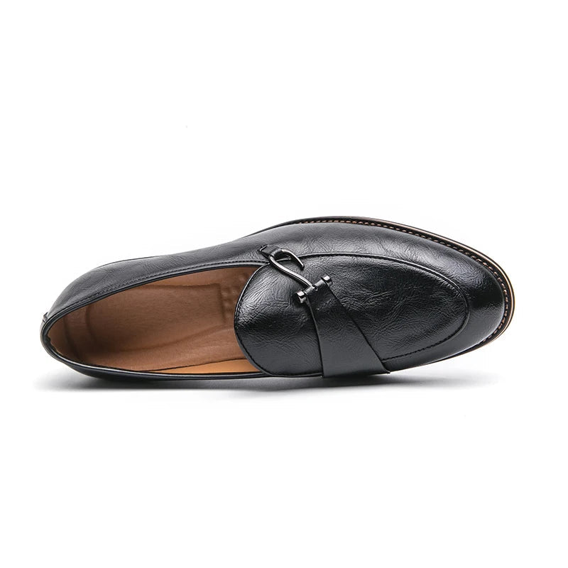 Black Loafers for Men Fashion Stone Pattern Men's Formal Monk Shoes Business Handmade Leather Men's Social Shoes Driving Shoes Good Vibrations