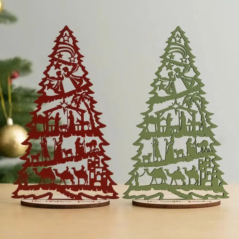 Nativity Christmas Tree with Stand Jesus Birth Story Display Beautiful Christian Holiday Decor for Home Nativity Scene Christmas Good Vibrations
