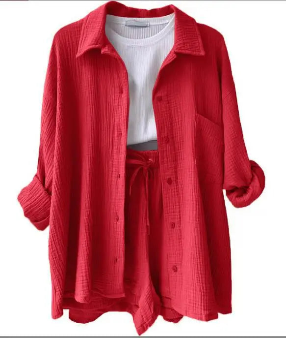 Solid Color Casual Loose Short Pants Sets For Women 2025 Elegant Summer Women's Two Pieces Suit Full Set Female Outfit Clothes Good Vibrations