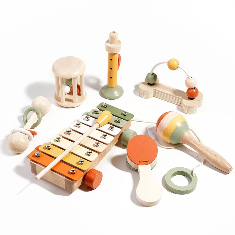 Wooden Musical Instrument Toy Set Includes a variety of instruments like xylophones and rattles Kids will have a blast playing m Good Vibrations