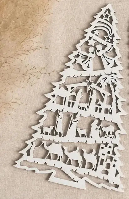 Nativity Christmas Tree with Stand Jesus Birth Story Display Beautiful Christian Holiday Decor for Home Nativity Scene Christmas Good Vibrations