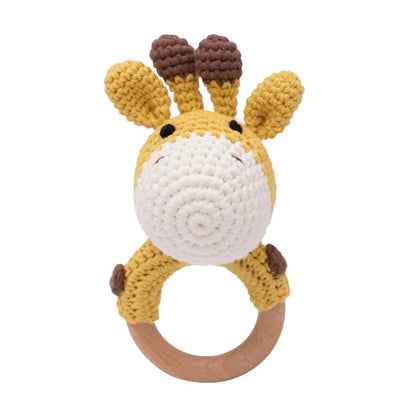Baby Crochet Rattle Wooden Teether Toy BPA Free Wood Rodent Rabbit Rattle Baby Mobile Play Gym Newborn Educational Music Toys Good Vibrations